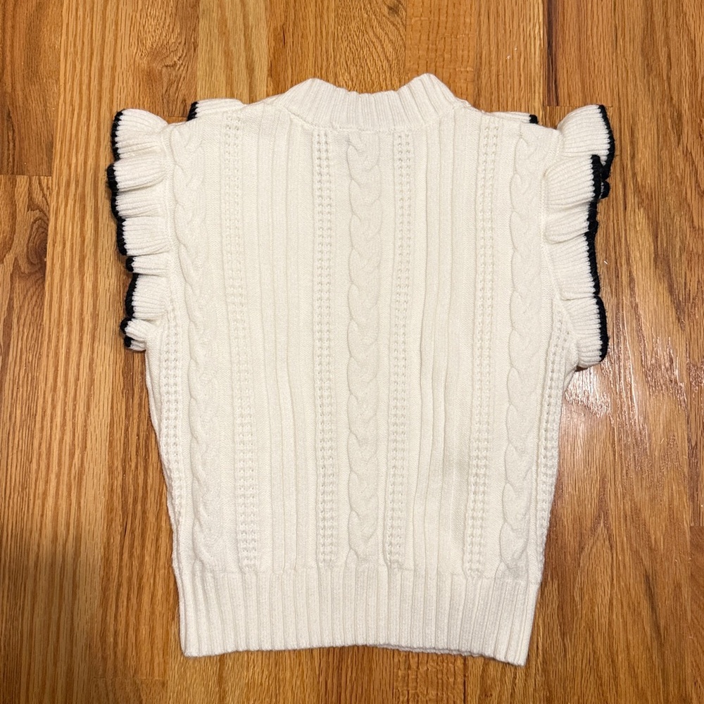 White Ruffle Knit Sweater - Picture 2 of 4